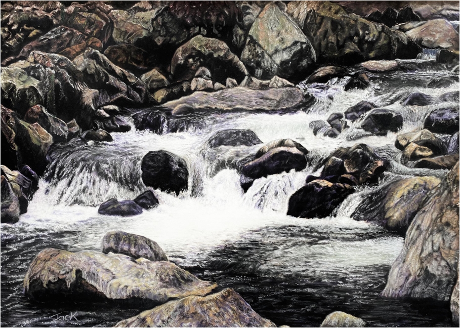 Water over rocks 